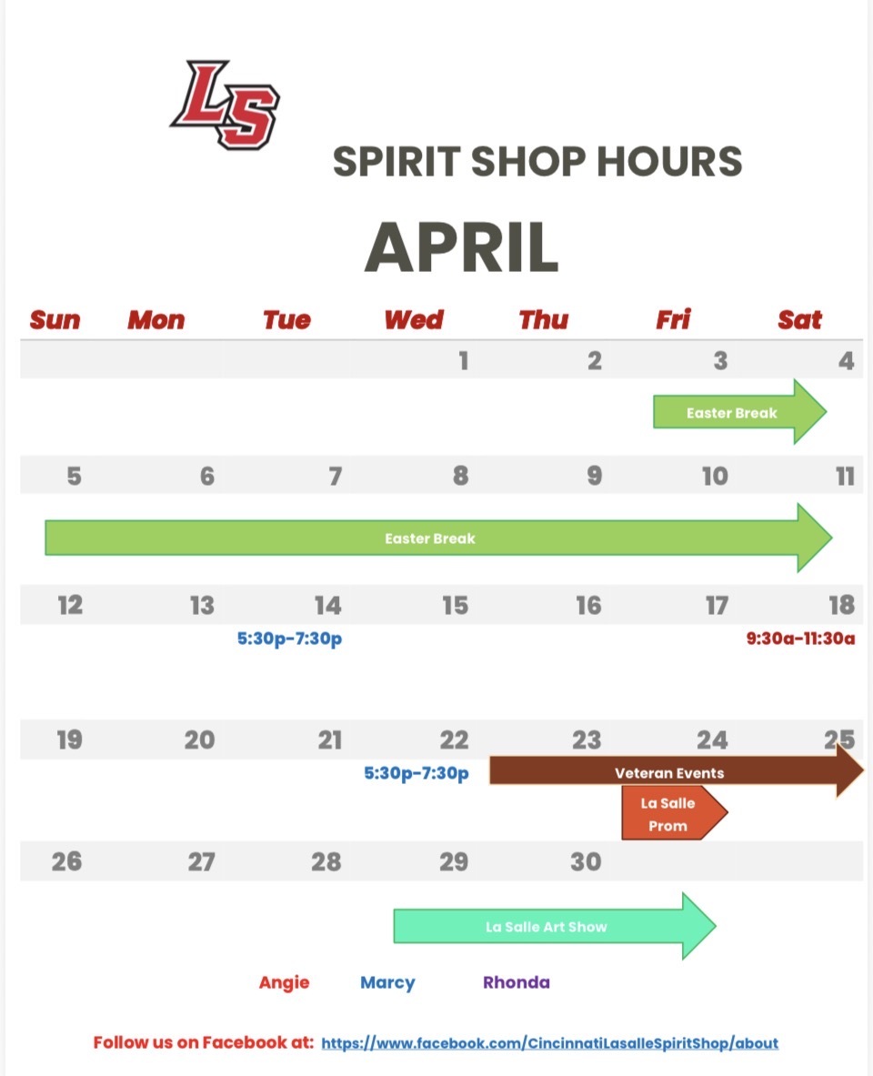 La Salle Spirit Shop Calendar